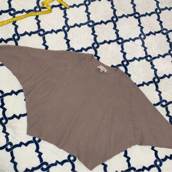 Philosophy EUC Taupe Dolman Zip Sleeve Pullover Ribbed Knit Sweater size L - Picture 6 of 11